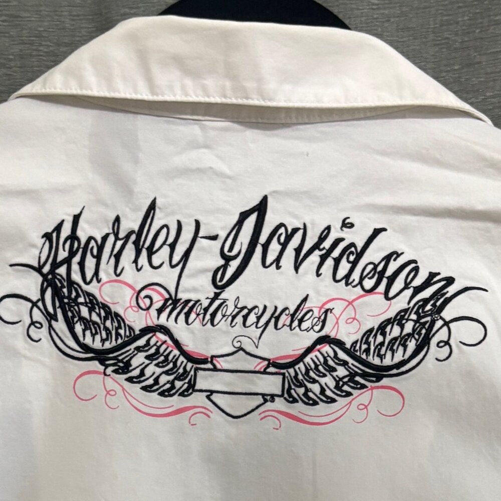 NWT Harley-Davidson Sleeveless Zip-Front Embroidered Shirt White XXL - Picture 5 of 6